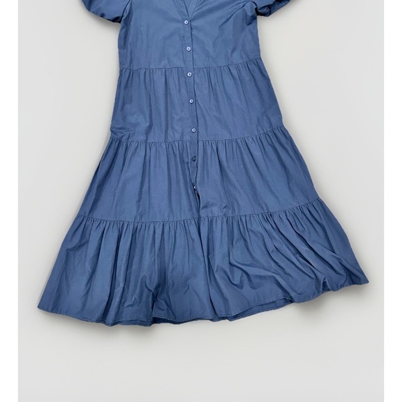 Brochu Walker Women's Dress XS Blue Collared Puff Sleeve Tiered Shirt Midi - Picture 9 of 14